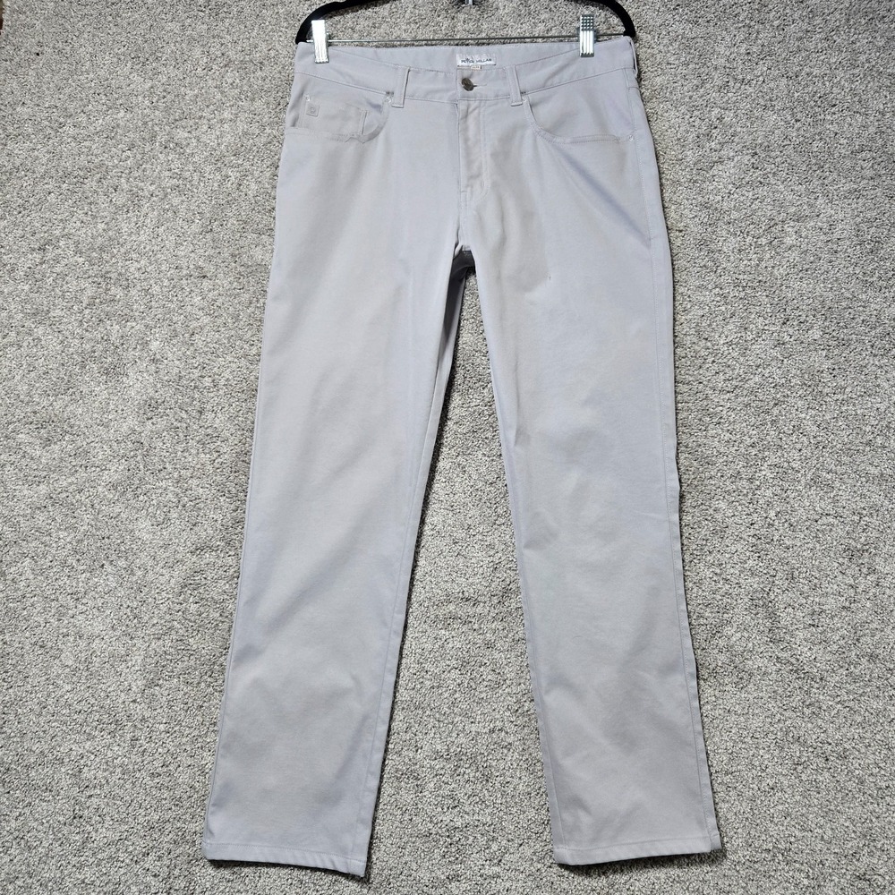 Peter Millar EB66 Golf Pants Men 32x32 (fit 32x30) light grey 5 pocket *FLAWS*